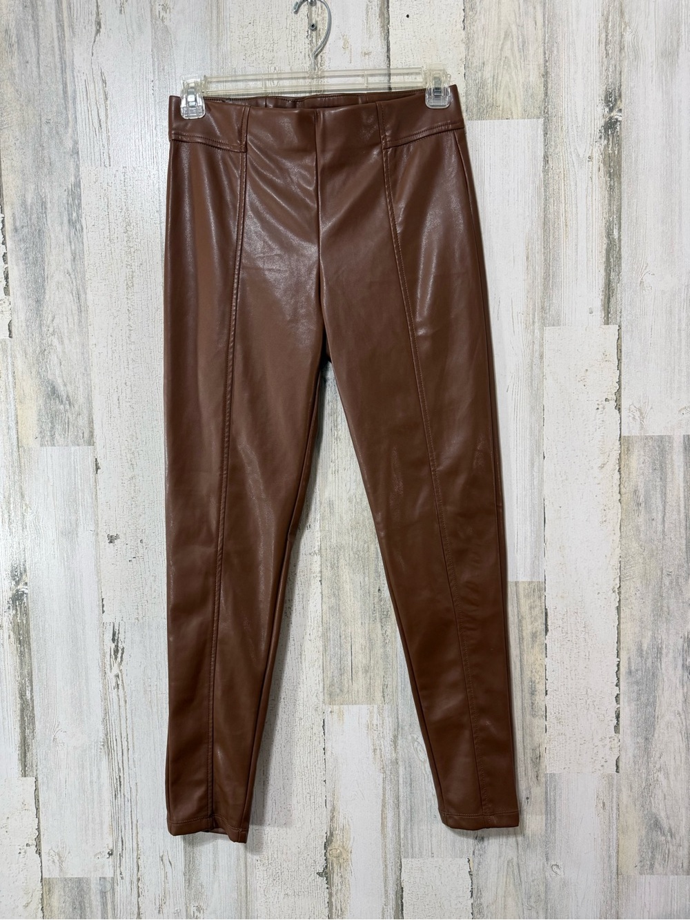 Stoosh Brown Faux Leather Skinny Pants